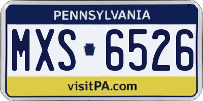 PA license plate MXS6526