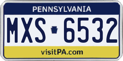 PA license plate MXS6532