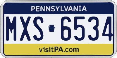 PA license plate MXS6534
