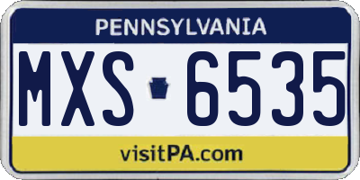 PA license plate MXS6535