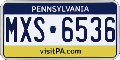 PA license plate MXS6536