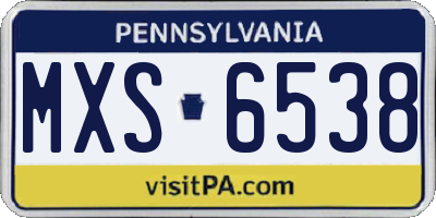PA license plate MXS6538