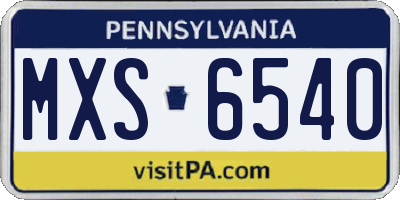 PA license plate MXS6540