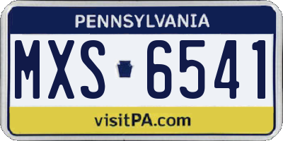 PA license plate MXS6541