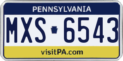 PA license plate MXS6543