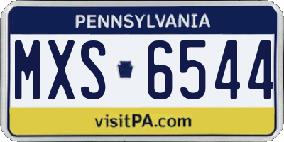 PA license plate MXS6544