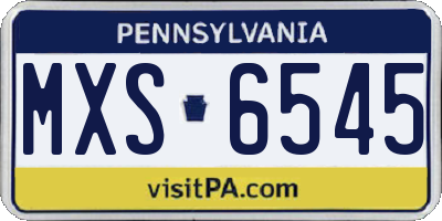PA license plate MXS6545