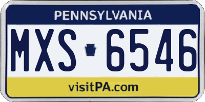 PA license plate MXS6546