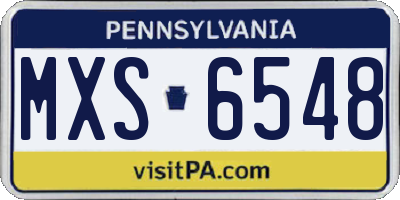 PA license plate MXS6548