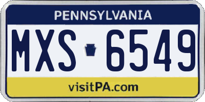 PA license plate MXS6549