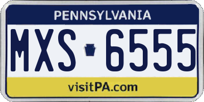 PA license plate MXS6555