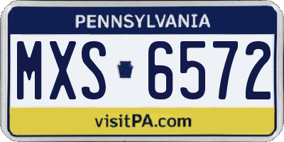 PA license plate MXS6572