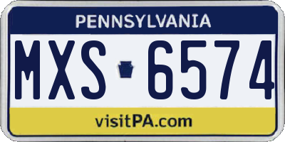 PA license plate MXS6574