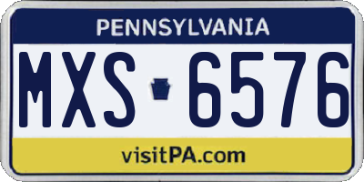 PA license plate MXS6576