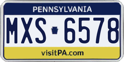 PA license plate MXS6578