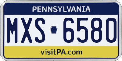 PA license plate MXS6580