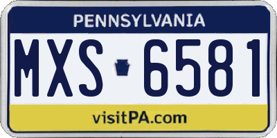 PA license plate MXS6581