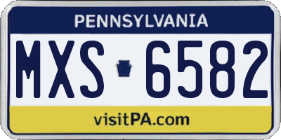 PA license plate MXS6582