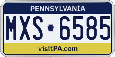 PA license plate MXS6585