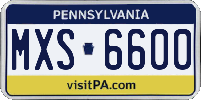 PA license plate MXS6600