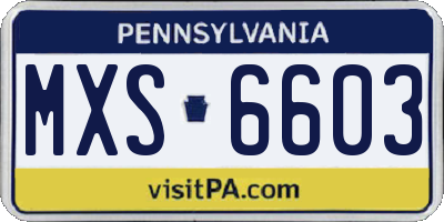 PA license plate MXS6603