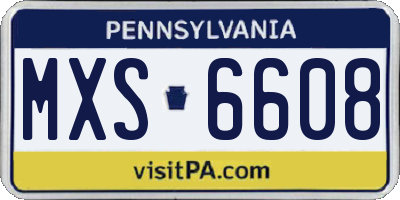 PA license plate MXS6608