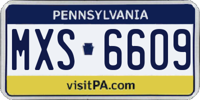 PA license plate MXS6609