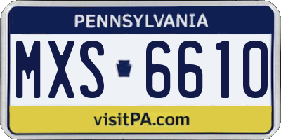 PA license plate MXS6610