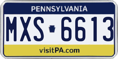 PA license plate MXS6613