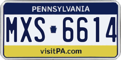 PA license plate MXS6614