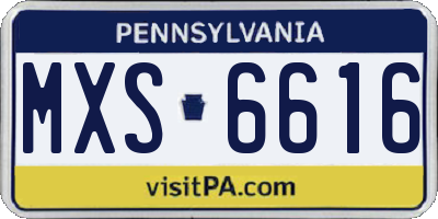 PA license plate MXS6616