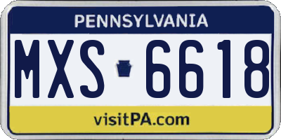 PA license plate MXS6618