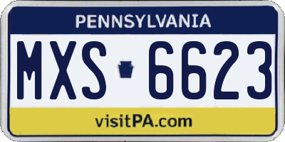 PA license plate MXS6623