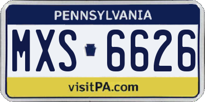 PA license plate MXS6626