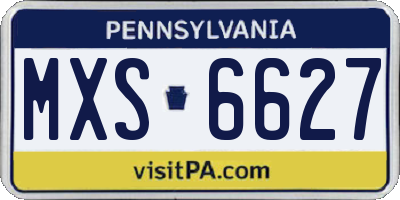 PA license plate MXS6627