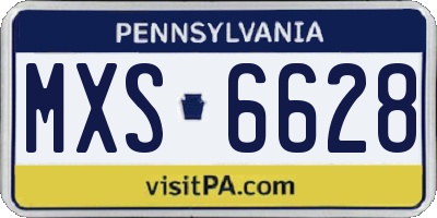 PA license plate MXS6628