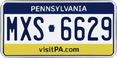 PA license plate MXS6629