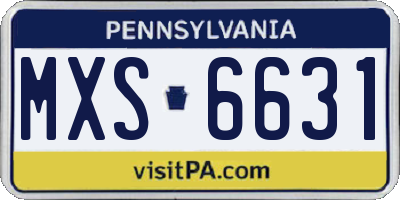 PA license plate MXS6631