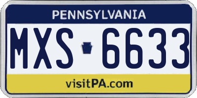PA license plate MXS6633