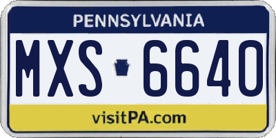 PA license plate MXS6640