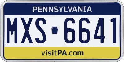 PA license plate MXS6641