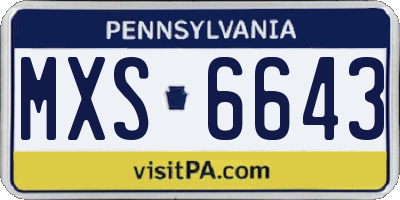 PA license plate MXS6643