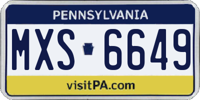 PA license plate MXS6649
