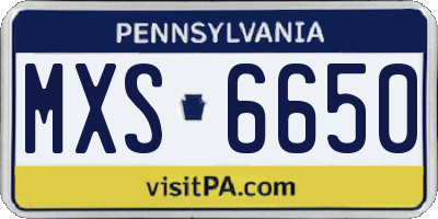PA license plate MXS6650