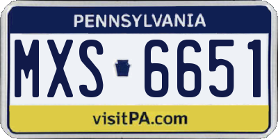 PA license plate MXS6651