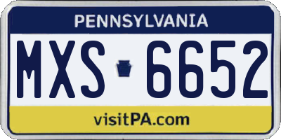 PA license plate MXS6652