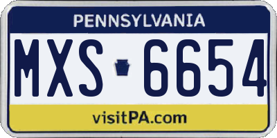 PA license plate MXS6654