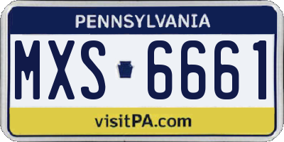 PA license plate MXS6661