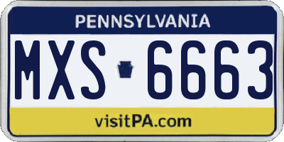 PA license plate MXS6663