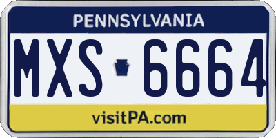 PA license plate MXS6664